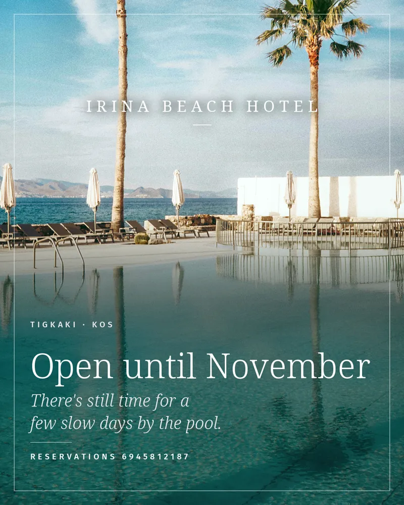 Έτοιμο post: Open until November, Irina Beach Hotel
